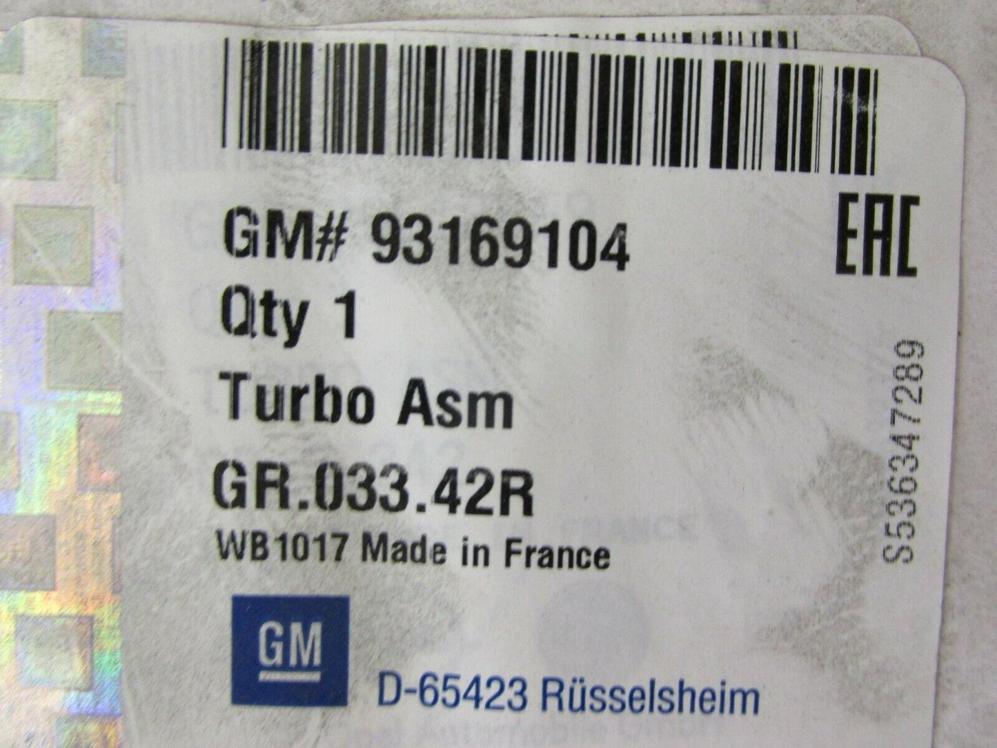 neu original Turbolader Opel Corsa Combo C Astra H Meriva A 1,7 CDTI 93169104