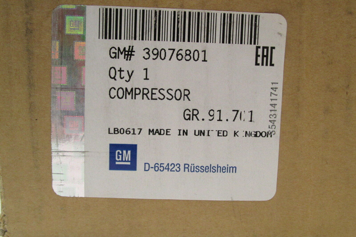Klimakompressor Opel Astra K GM 39076801 original Kompressor Klima