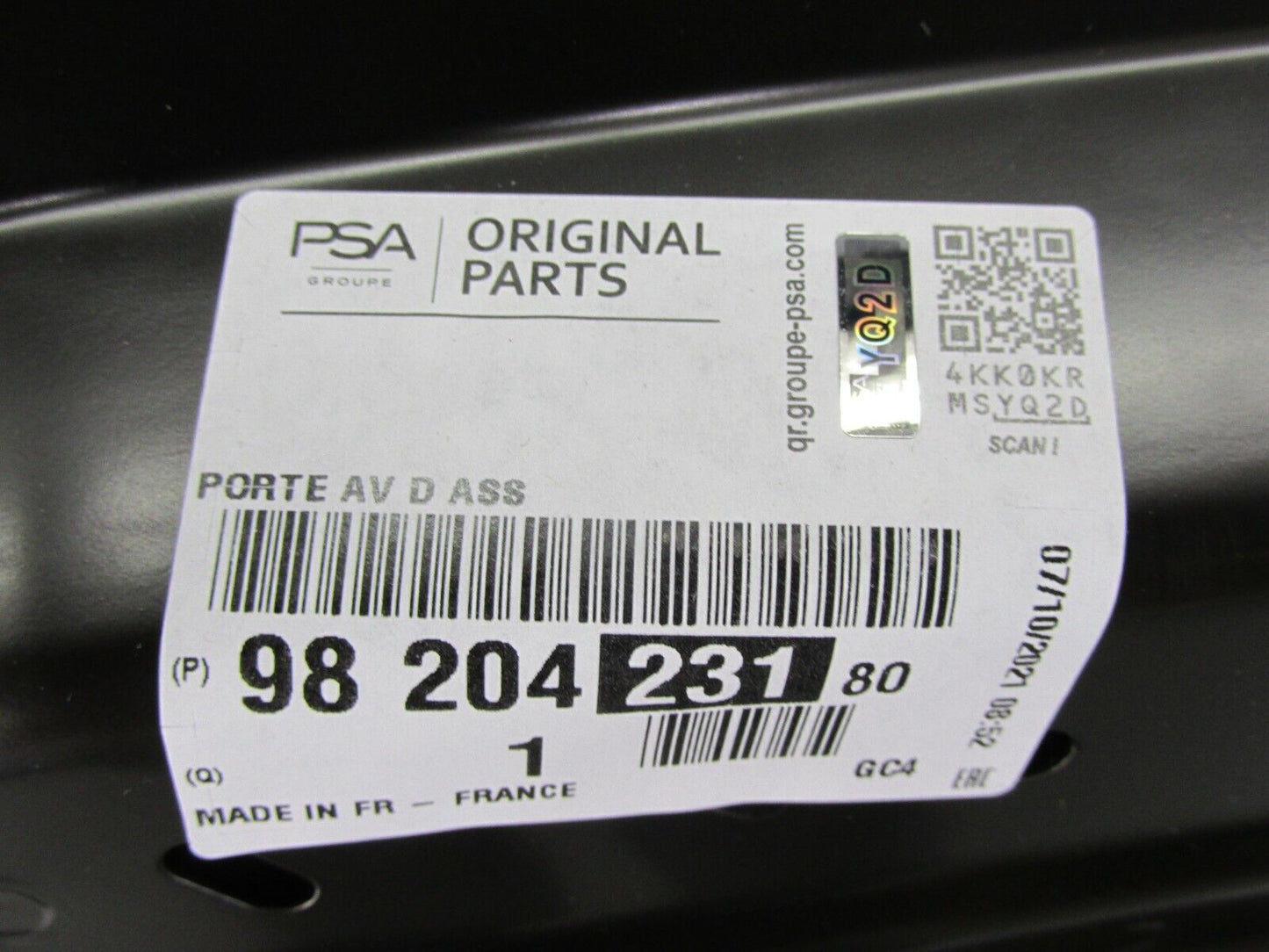 original Citroen Berlingo Partner Tür vorne rechts Beifahrerseite 9820423180
