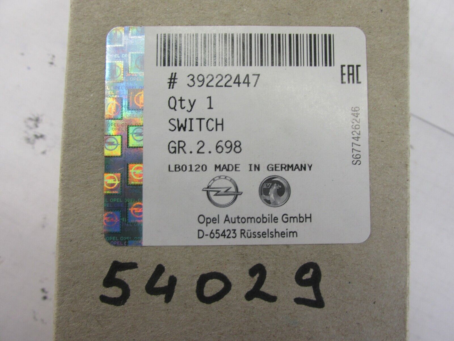 Neu original Lichtschalter Opel 39222447