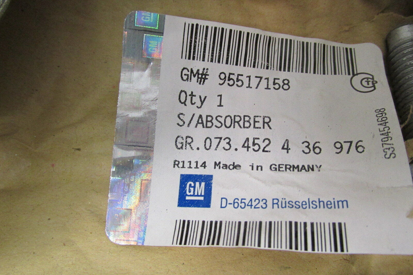 Opel Adam Stoßdämpfer hinten original GM - 95517158
