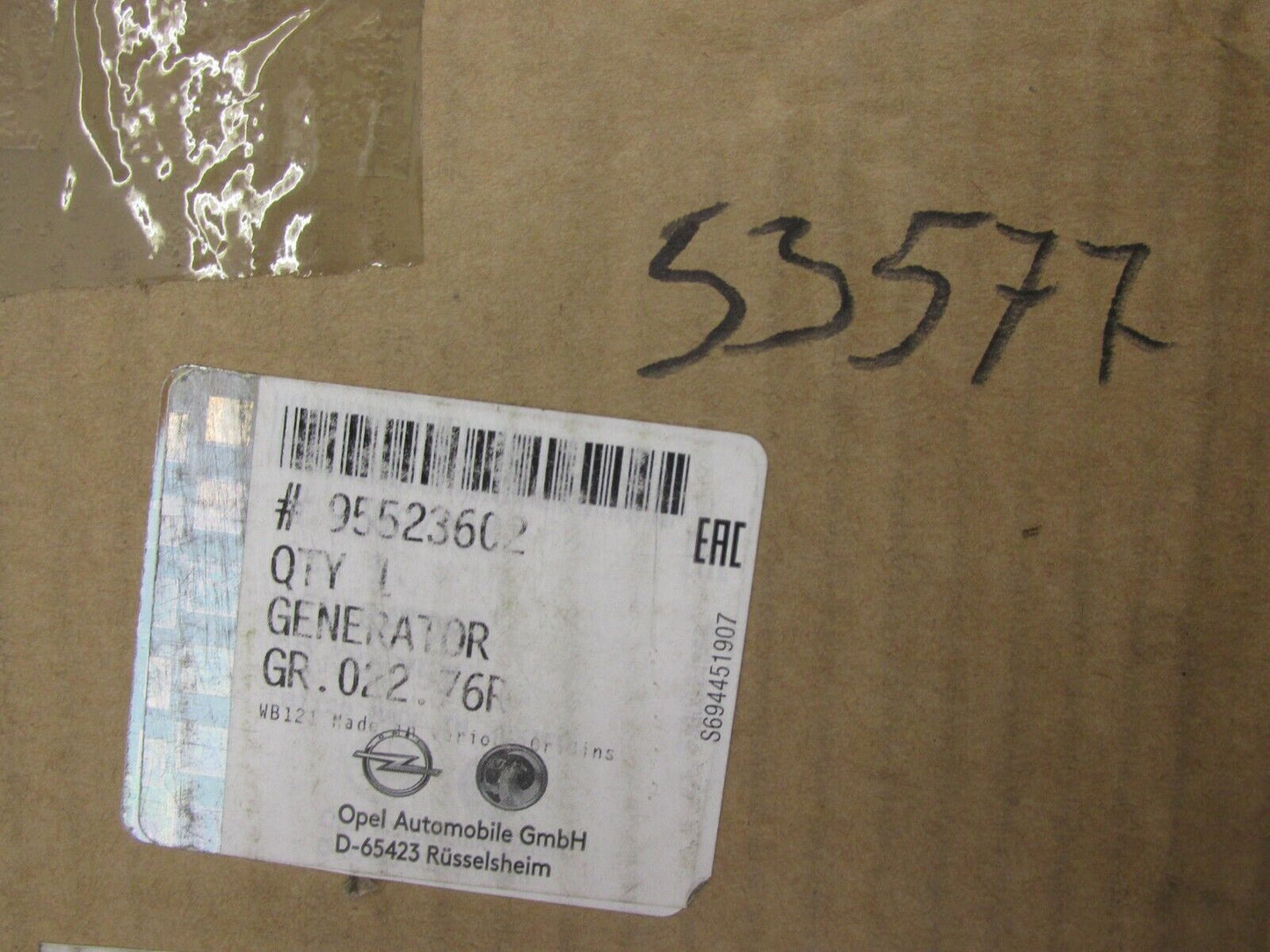 original Lichtmaschine Opel Astra J / Zafira / Meriva 95523602