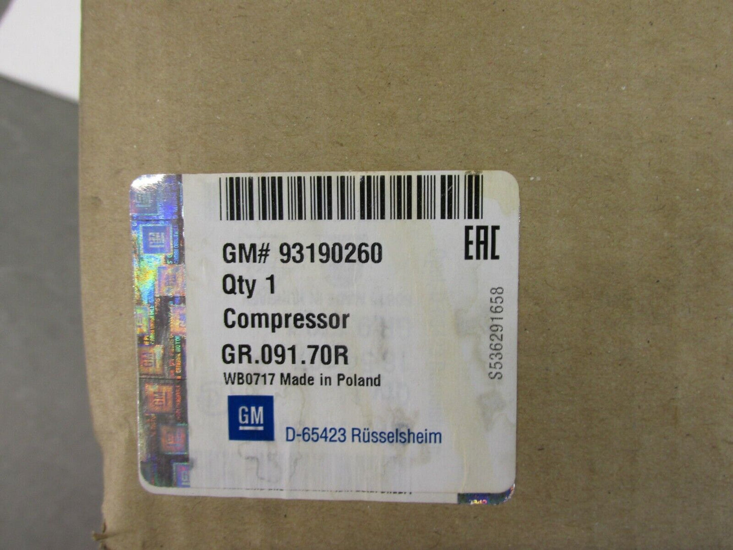 original Opel Kompressor 93190260