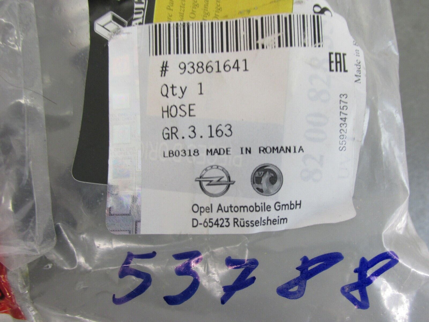 Neu original HYDRAULIK SCHLAUCH Opel 93861641