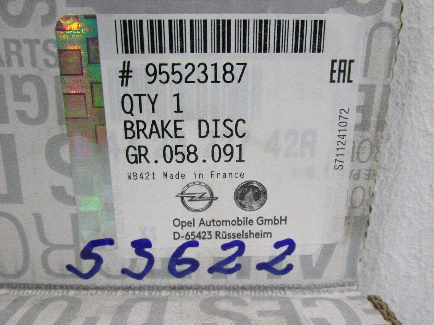 original BREMSSCHEIBE Opel VIVARO 95523187