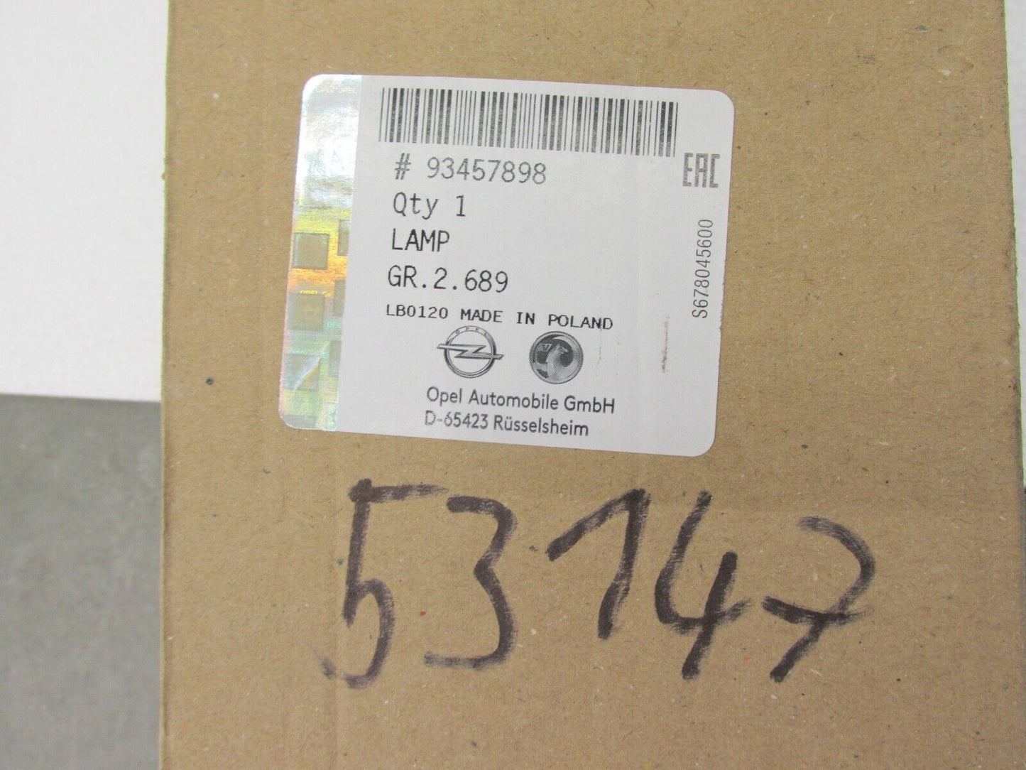 original Opel Vivaro Rückfahrleuchte Heckleuchte Rücklicht Ersatzteil 93457898
