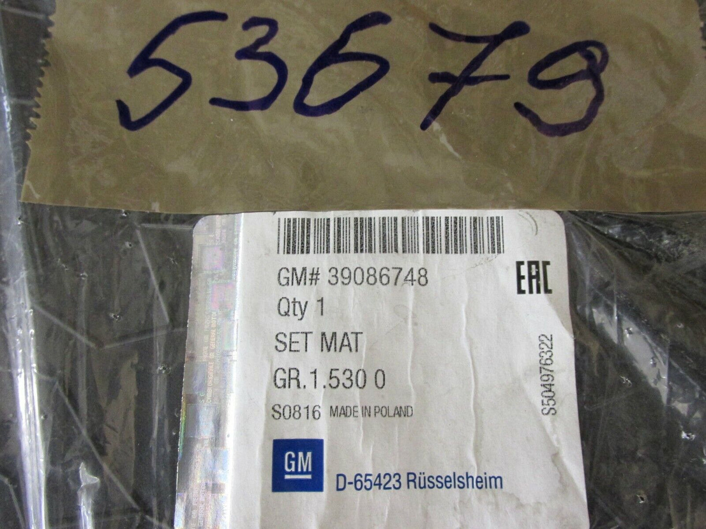 Original Opel Fussmatten Opel Ersatzteil 39086748