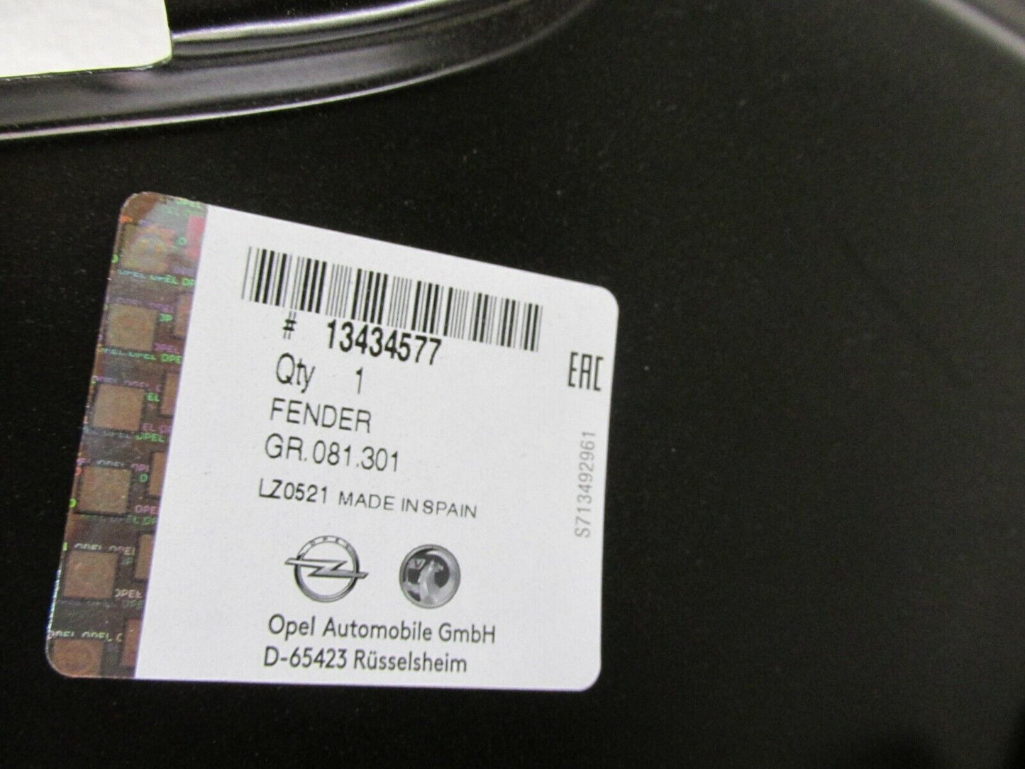 original Opel Kotflügel vorne rechts Beifahrerseite 13434577