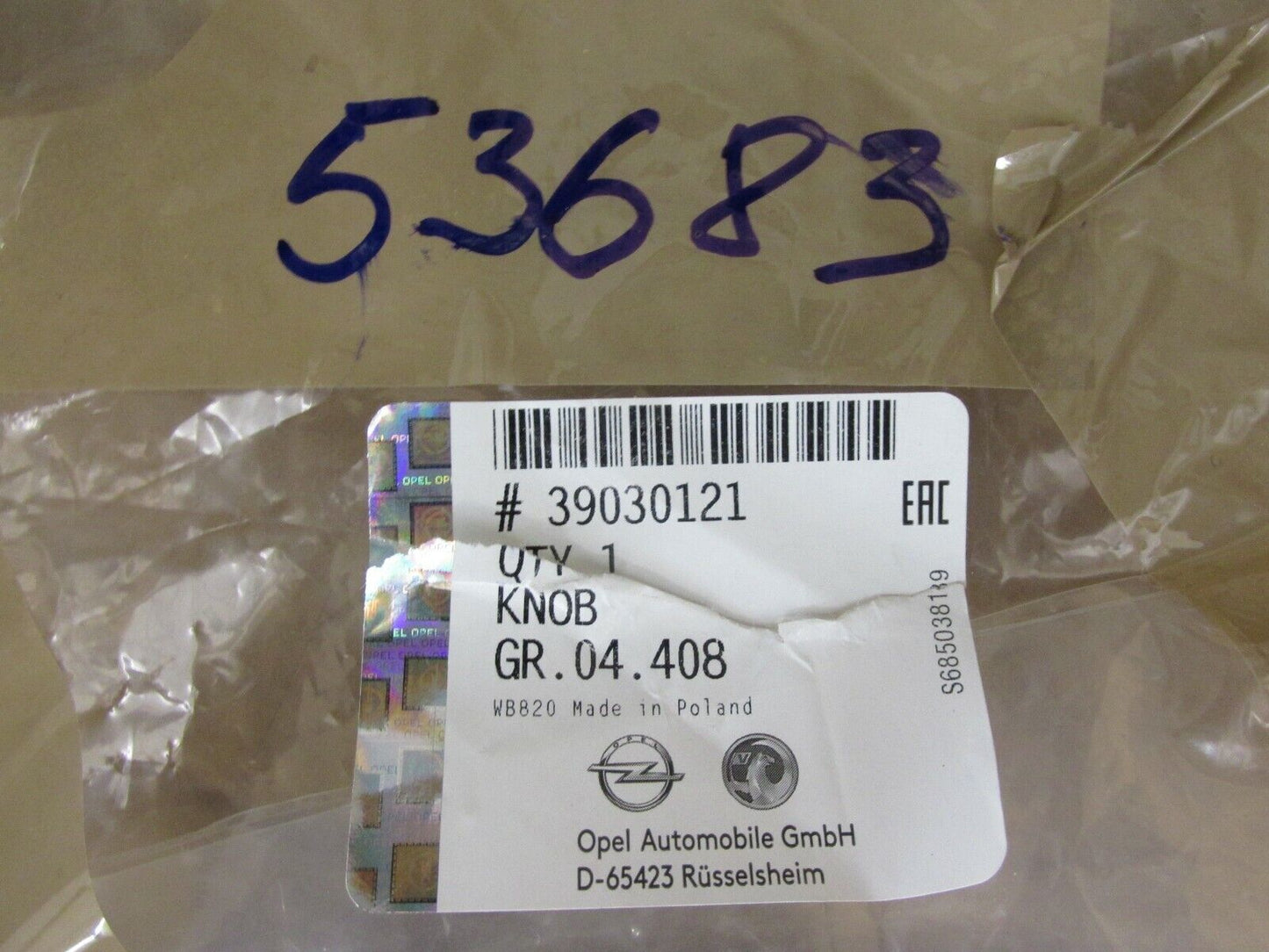 original Opel MANSCH HEBEL 39030121