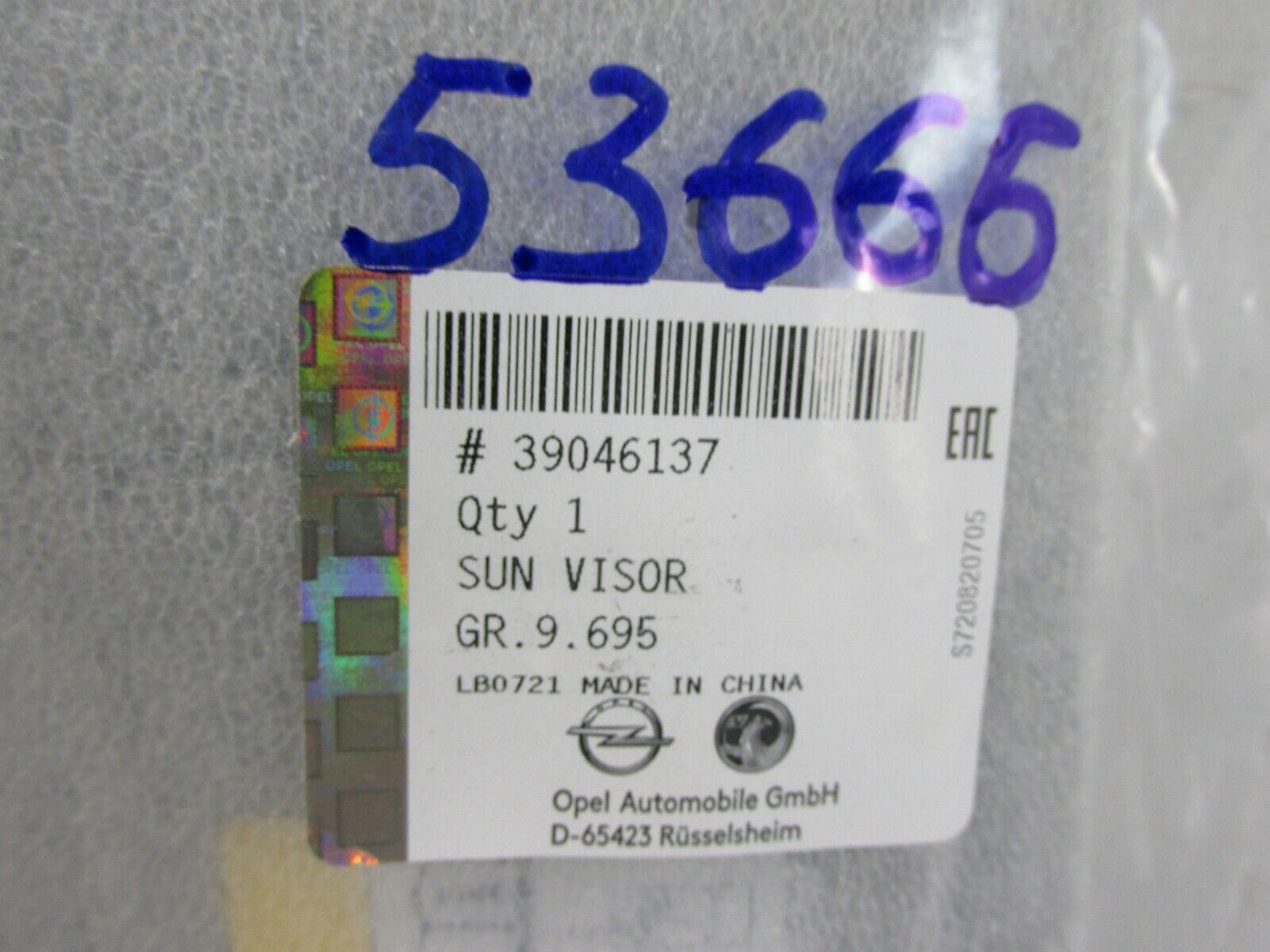 Neu original Sonnenblende Opel 39046137