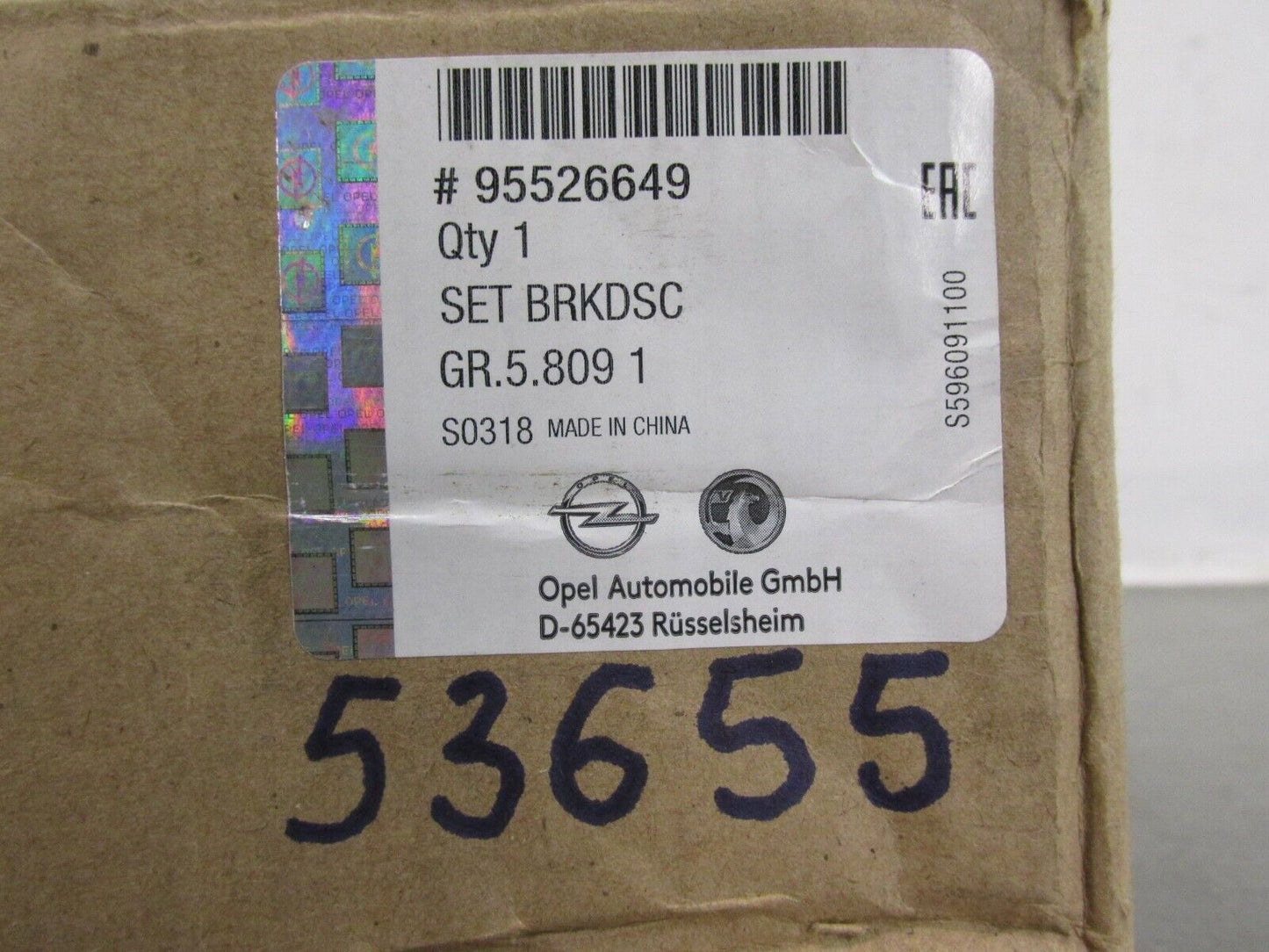 original BREMSSCHEIBE Satz Opel Corsa C 95526649