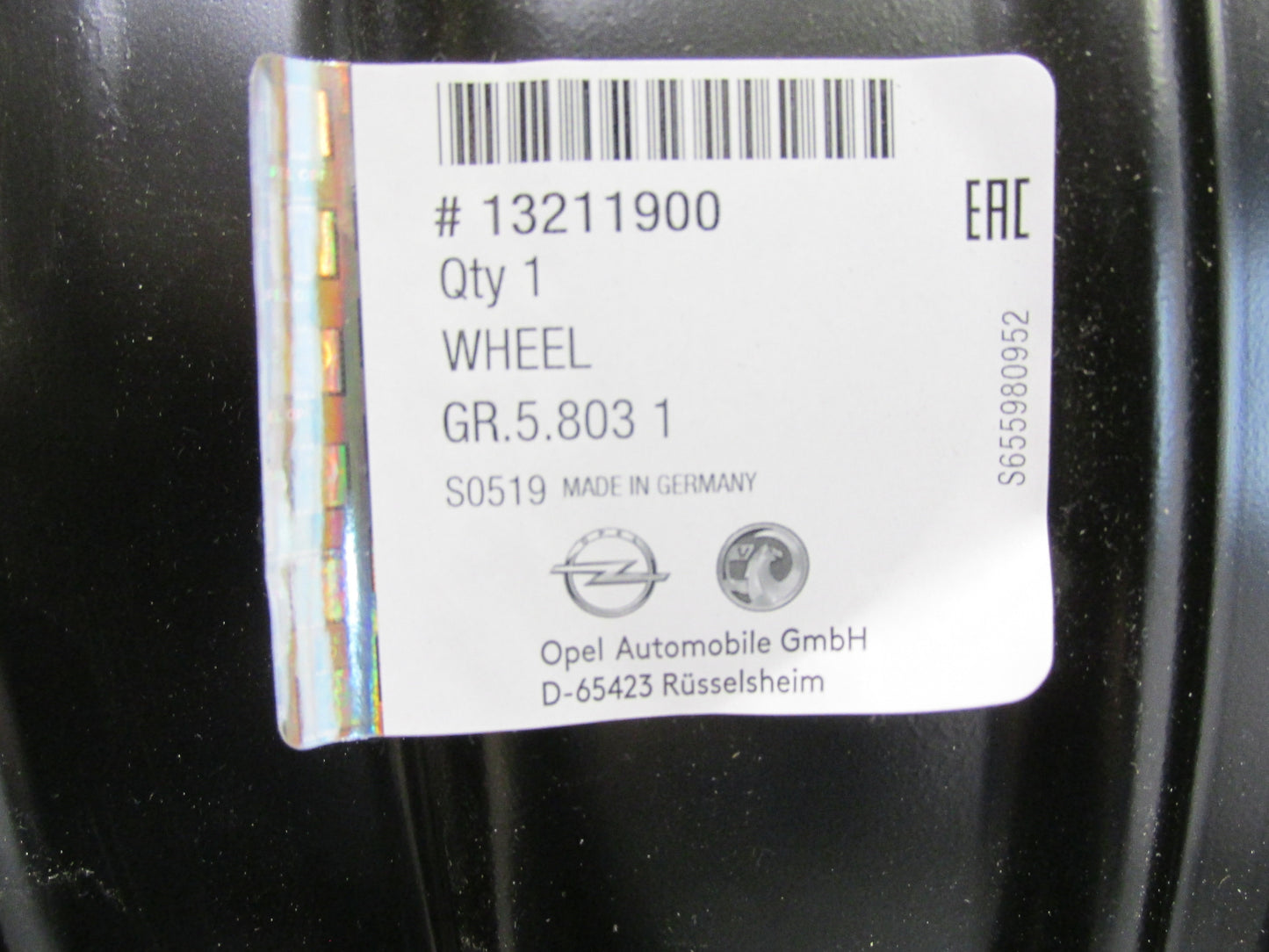Original Opel Stahlrad OPEL ADAM, OPEL CORSA D, OPEL CORSA D Van 13211900