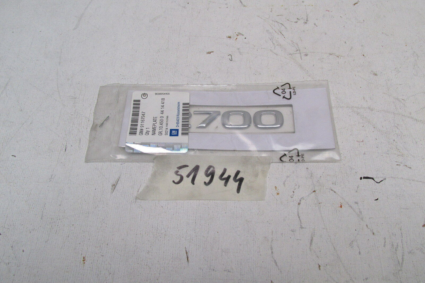 Türemblem Vordertür Opel Vivaro A 2700 Movano GM91167947 original
