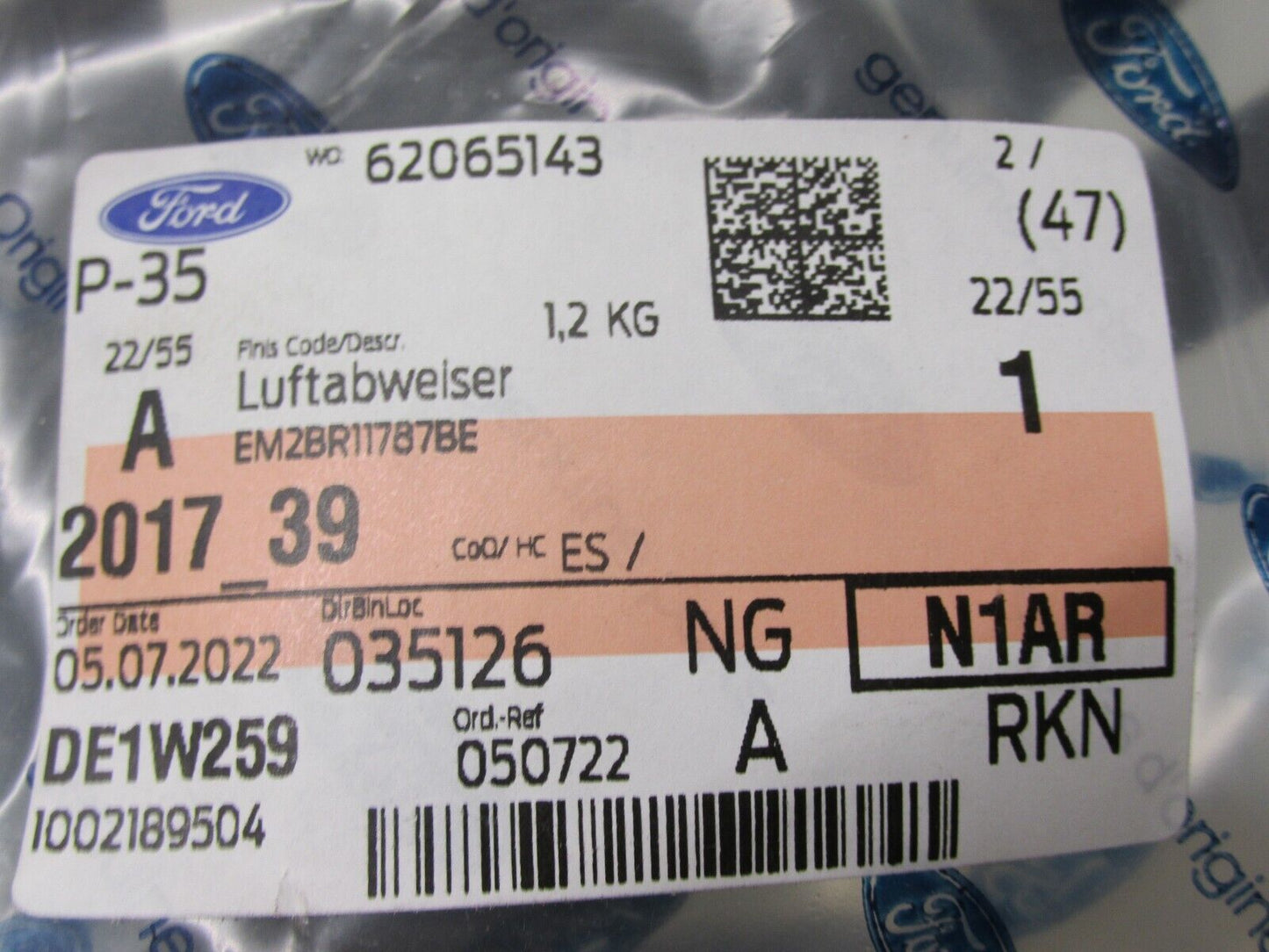Neu original Ford S Max Protection Belt Front EM2B-R11787